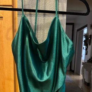 Selfie Leslie - Size Small - Cowl Neck Wrap Front Dress Forest Green